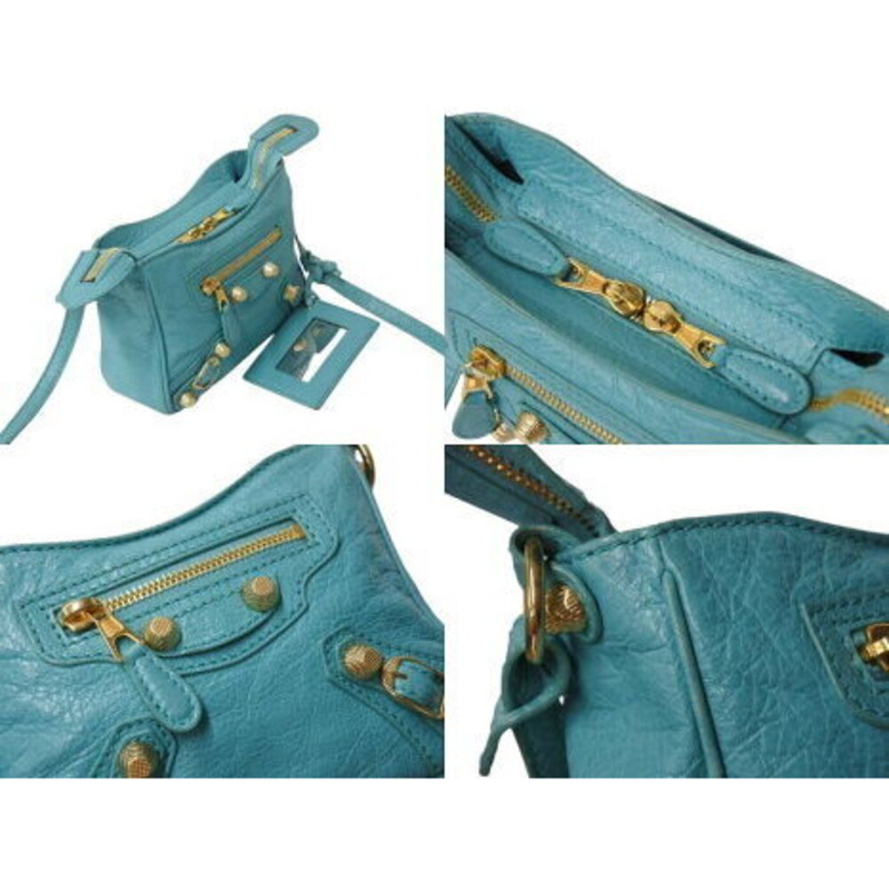 BALENCIAGA The City Shoulder Bag Blue Green Leather - Picture 4 of 8